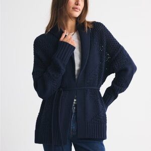 Abercrombie Textural Stitch Belted Cardigan